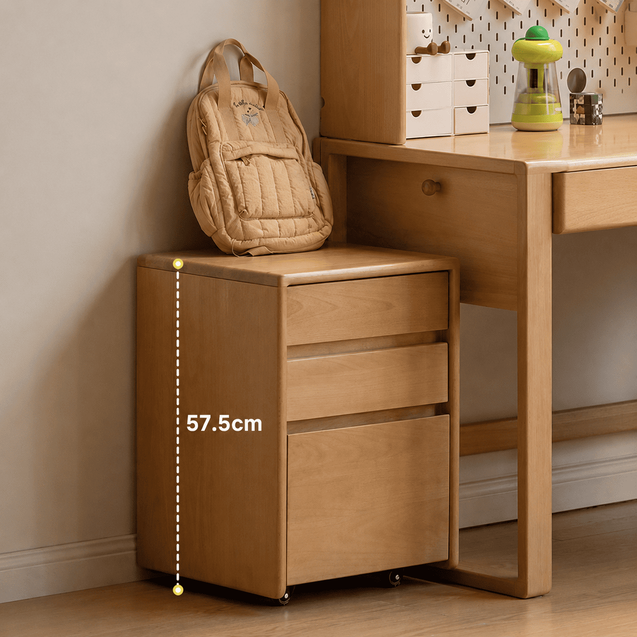 Ancona Natural Solid Beech Desk with Hutch
