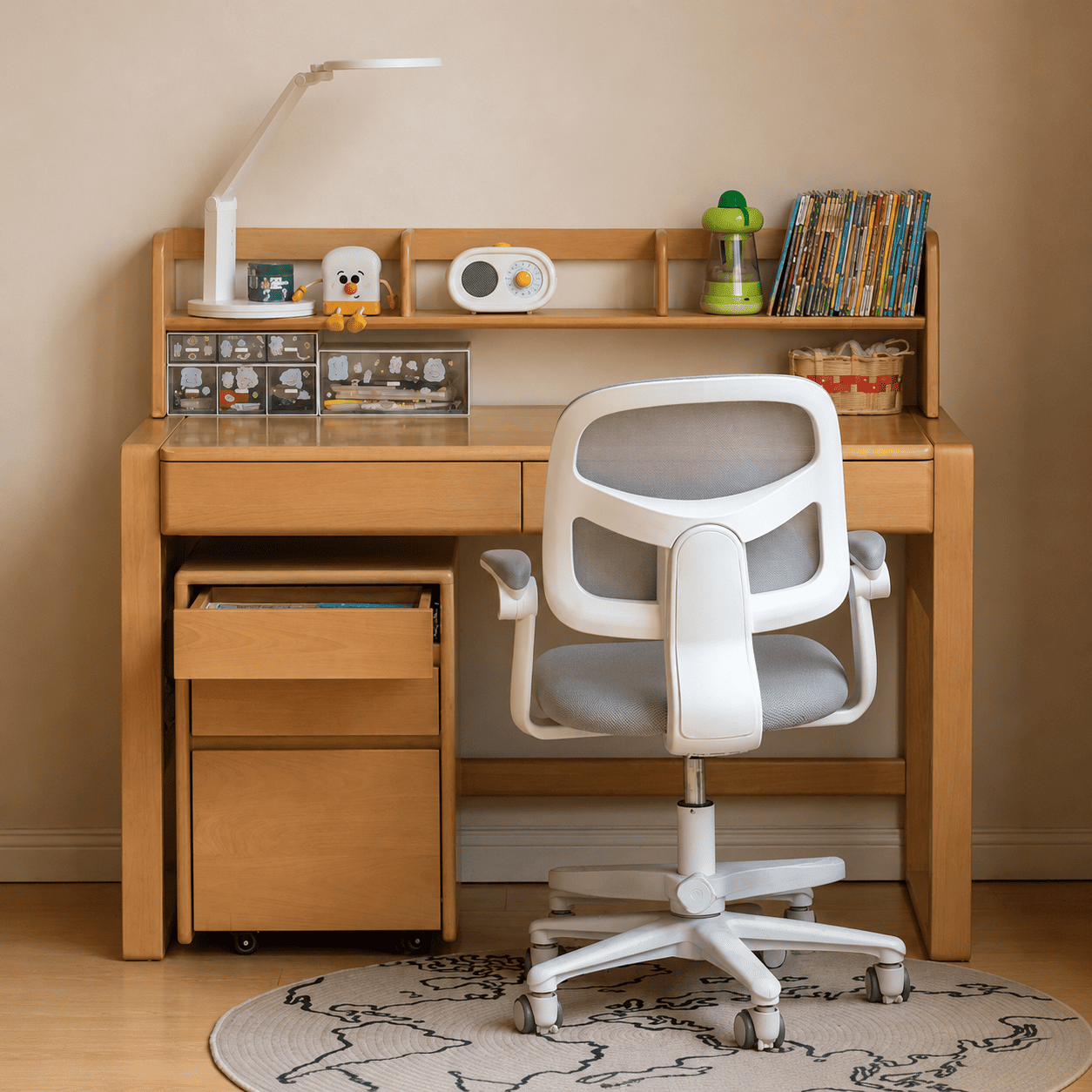 Ancona Natural Solid Beech Desk with Hutch
