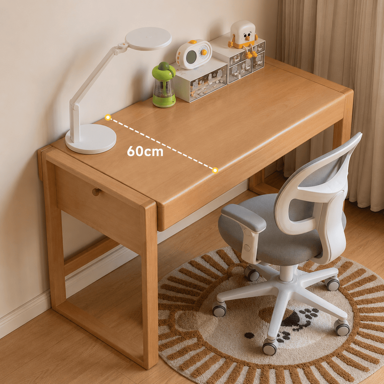 Ancona Natural Solid Beech Desk with Hutch
