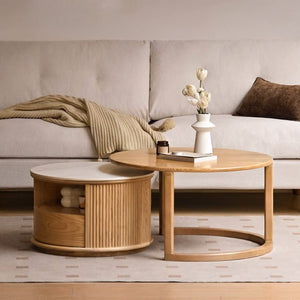 Anders Natural Solid Ash Coffee Table Set Design Three - Oak Furniture Store