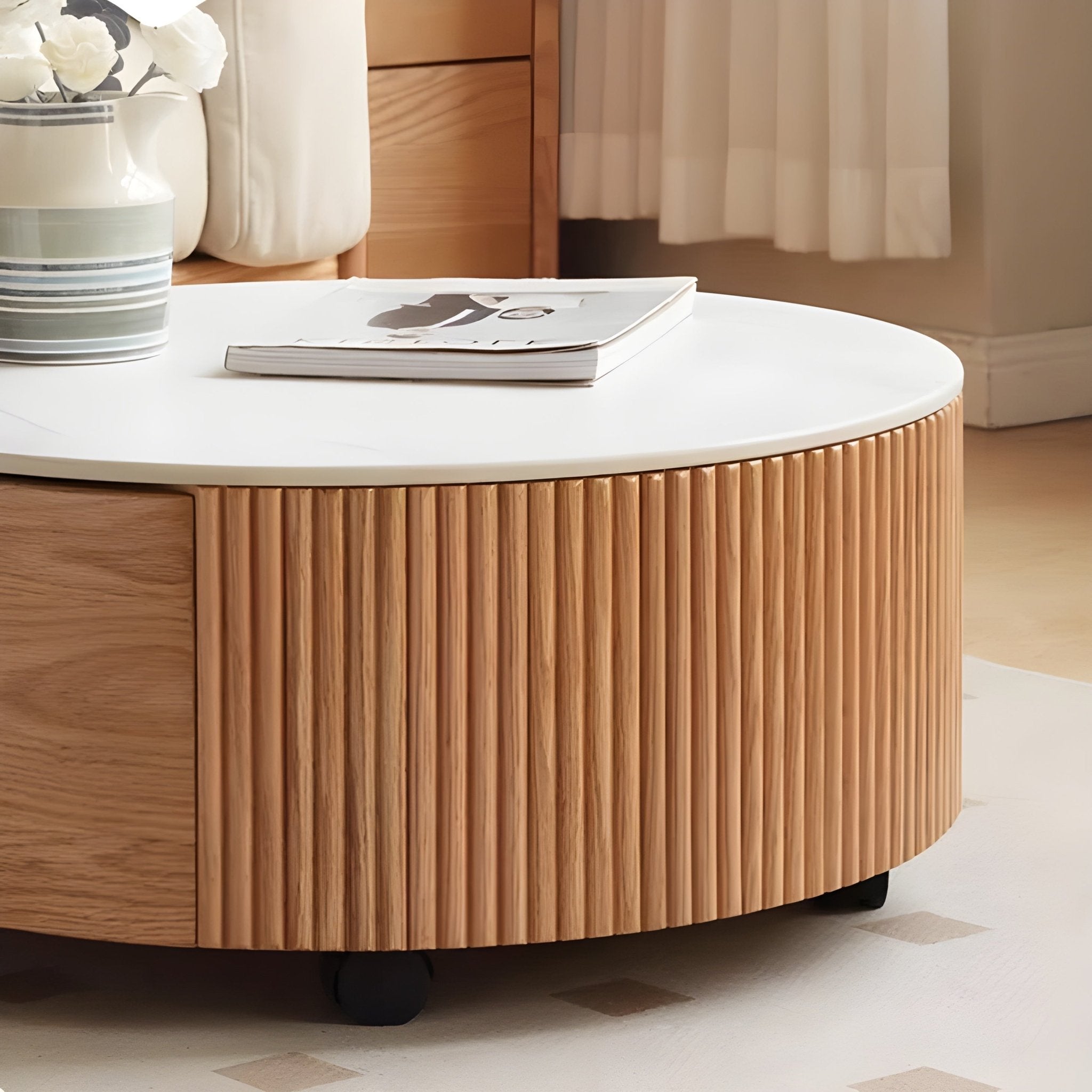 Anders Natural Solid Oak Coffee Table Set Design Two | round coffee table blocks with marble top for NZ | Oak Furniture Store