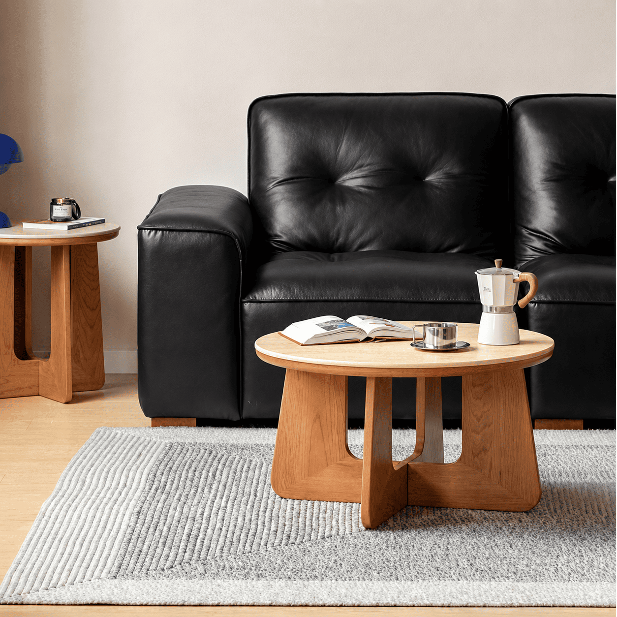Anela Natural Solid Cherry Coffee Table with Ceramic Top