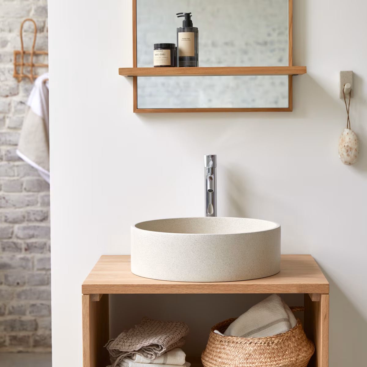 Aney Round Cream Terrazzo Basin - Oak Furniture Store