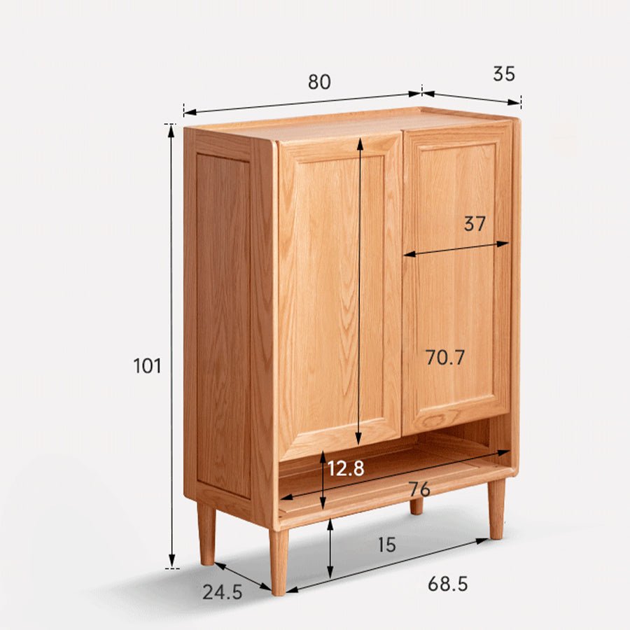 Arches Solid Oak Bottom Open Shelf Shoe Cabinet | Oak Furniture Store