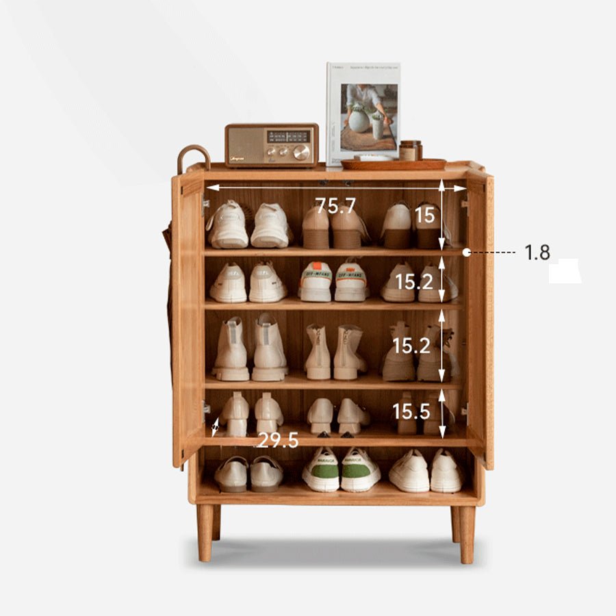 Arches Solid Oak Bottom Open Shelf Shoe Cabinet | Oak Furniture Store