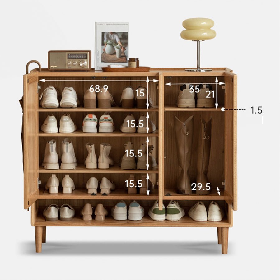Arches Solid Oak Bottom Open Shelf Shoe Cabinet | Oak Furniture Store