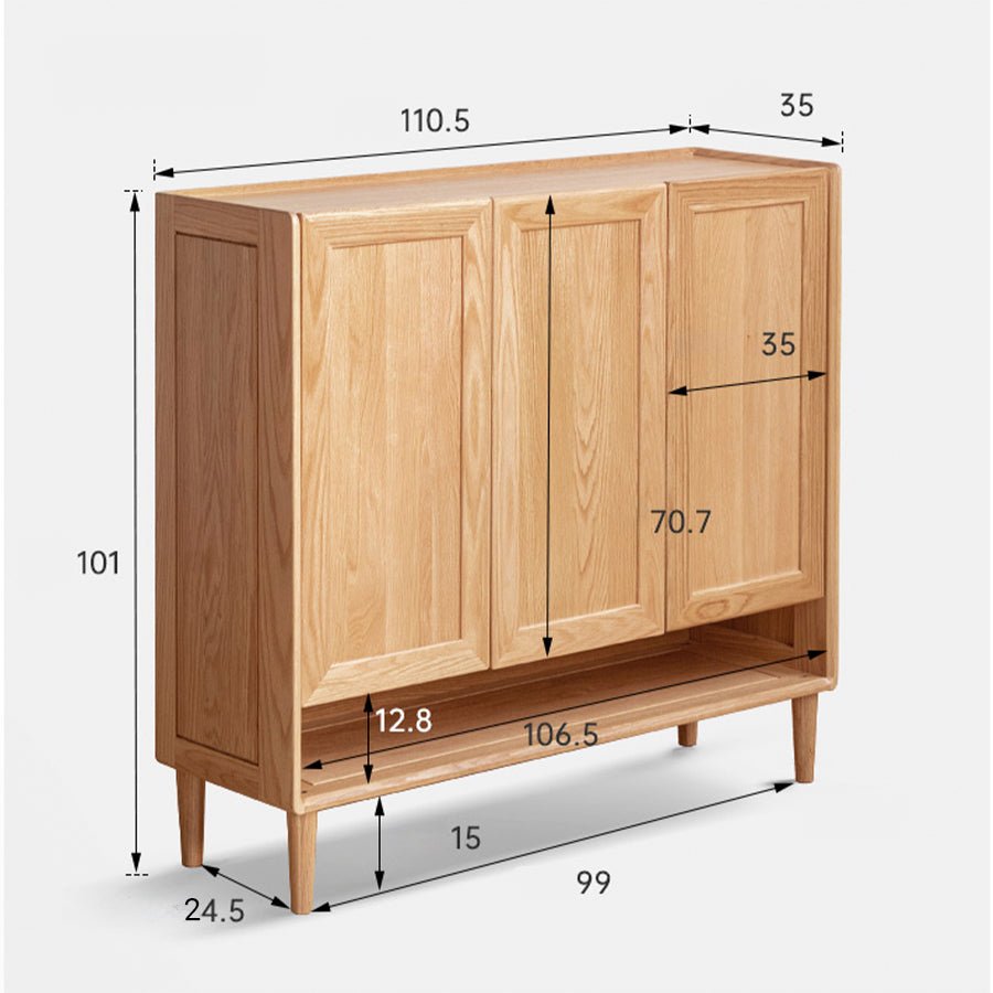 Arches Solid Oak Bottom Open Shelf Shoe Cabinet | Oak Furniture Store