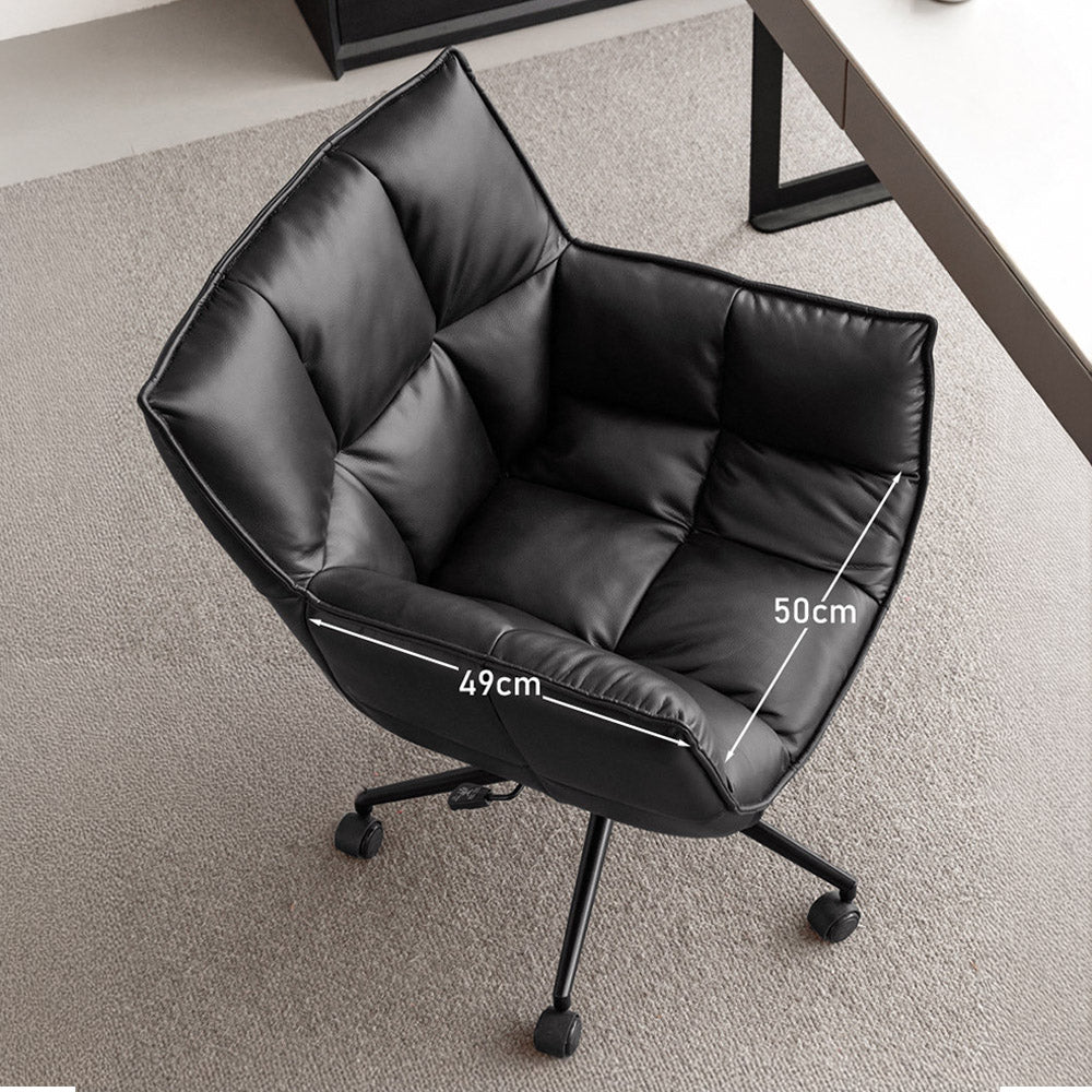 Artena comfort study office chair in black synthetic leather with cushioned seat and matt black swivel base