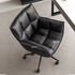Artena comfort study office chair in black synthetic leather with cushioned seat and matt black swivel base