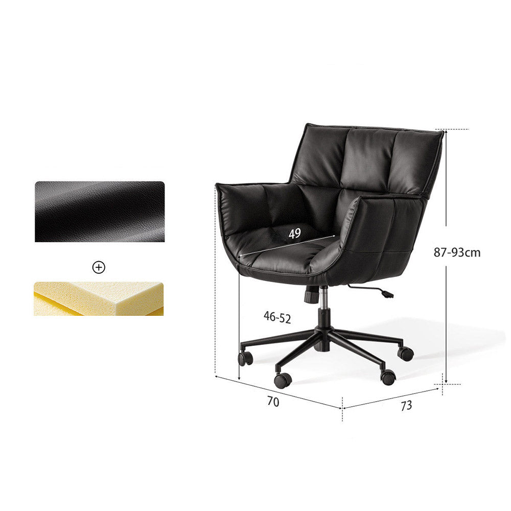 Artena comfort study office chair in black synthetic leather with cushioned seat and matt black swivel base