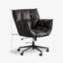 Artena comfort study office chair in black synthetic leather with cushioned seat and matt black swivel base