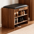 Arvada Natural Solid Walnut Shoe Bench