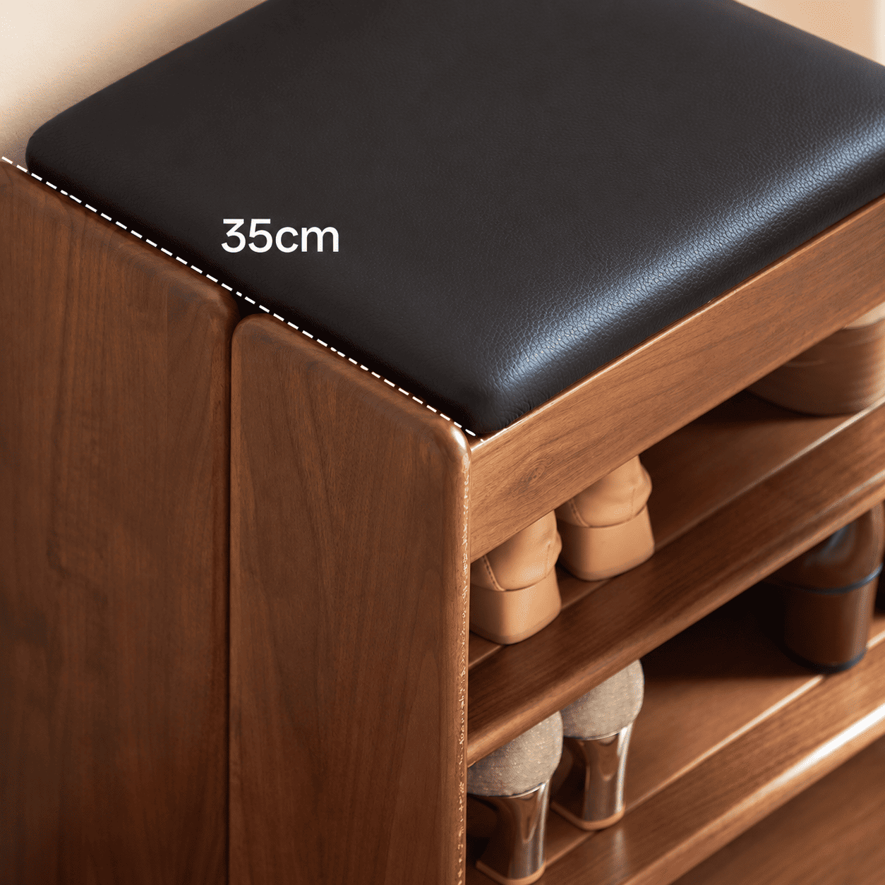Arvada Natural Solid Walnut Shoe Bench