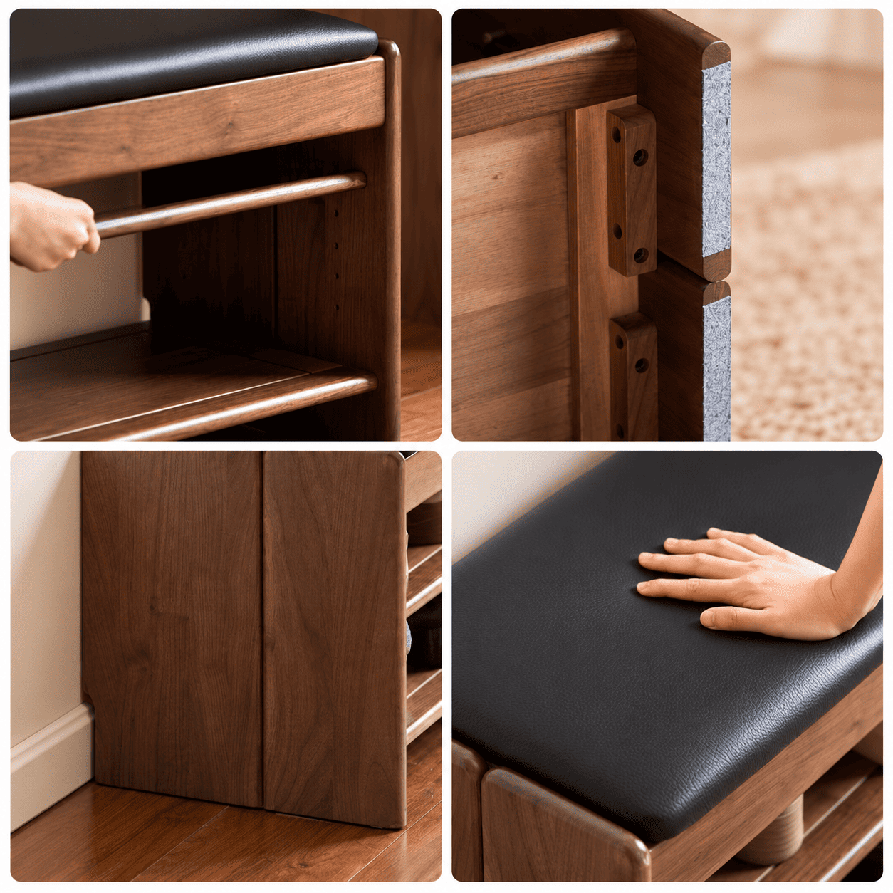 Arvada Natural Solid Walnut Shoe Bench