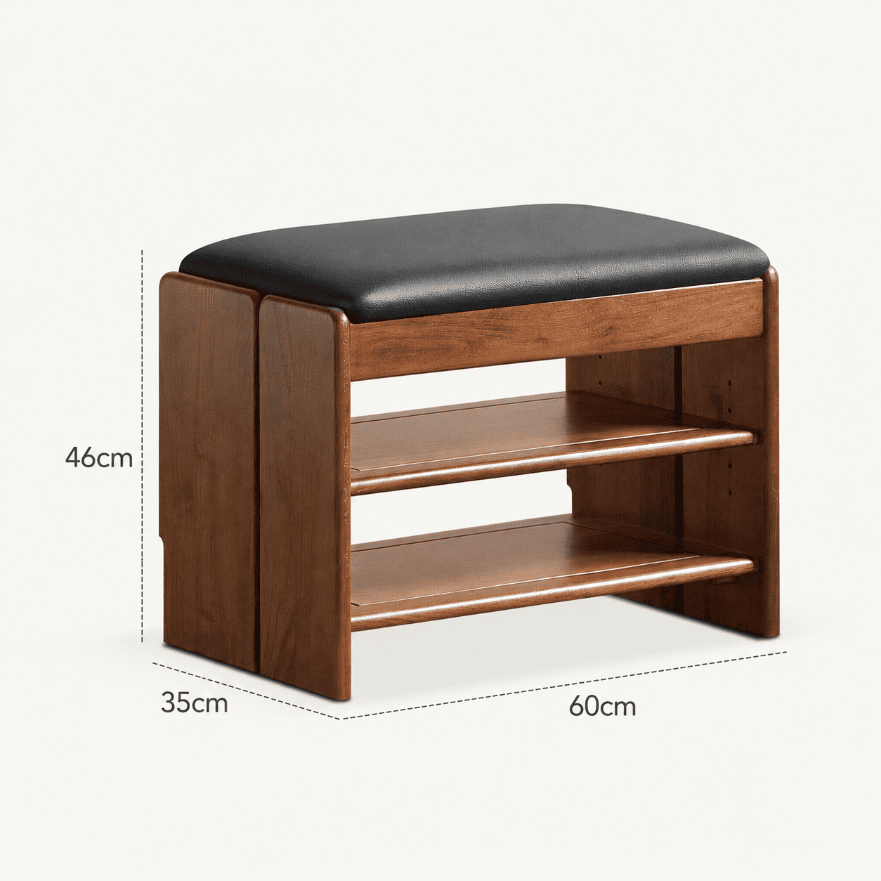 Arvada Natural Solid Walnut Shoe Bench