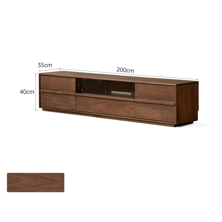 Aurin Solid Walnut Floor Standing Entertainment Unit with LED Light | Oak Furniture Store