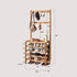 Avola Natural Solid Rubber Wood Shoe Rack with Hooks