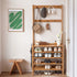 Avola Natural Solid Rubber Wood Shoe Rack with Hooks