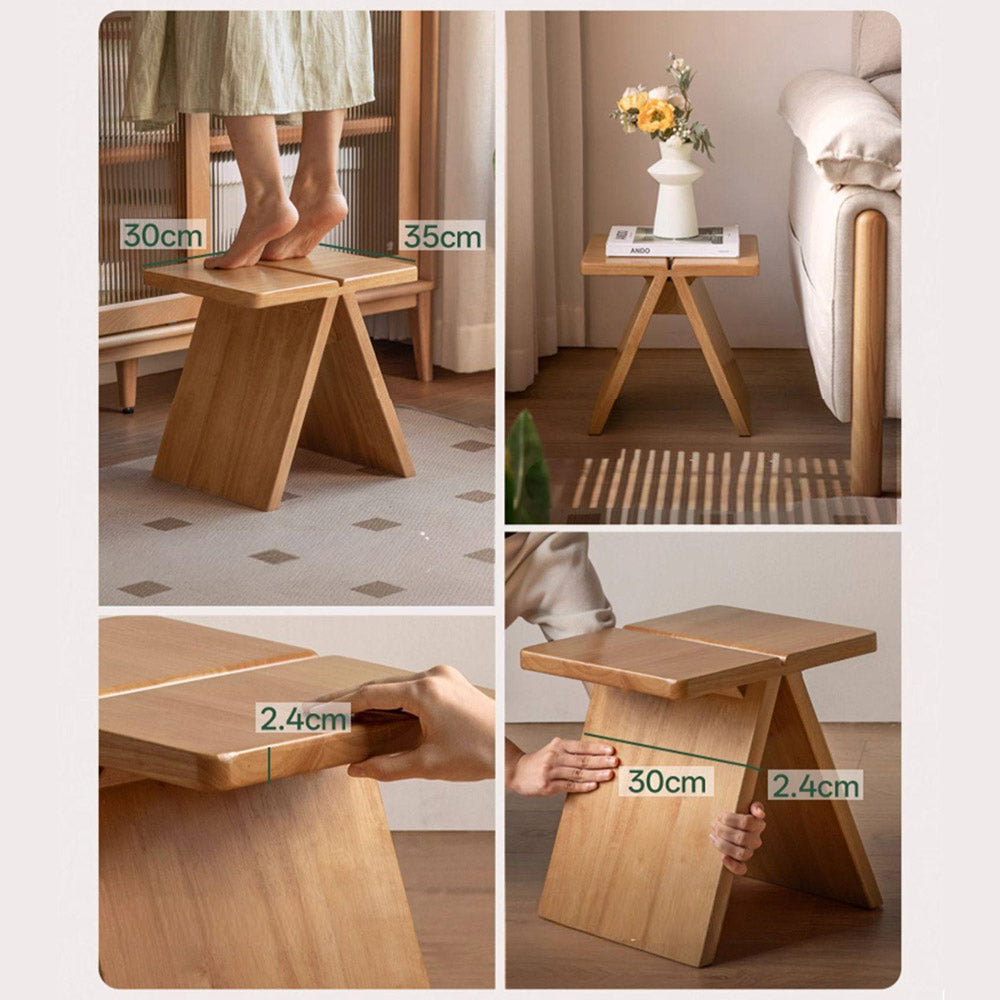 Avola Natural Solid Rubber Wood Shoe Stool