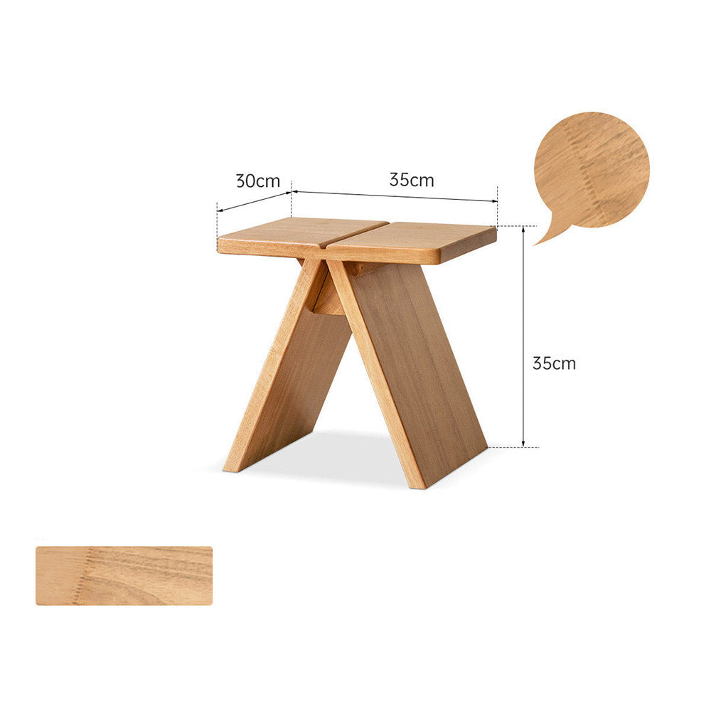 Avola Natural Solid Rubber Wood Shoe Stool