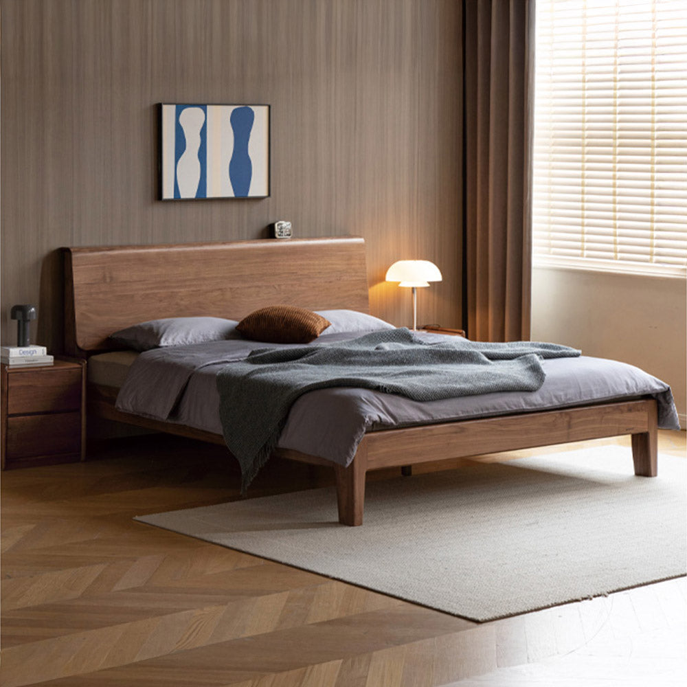 Bailey Natural Solid Walnut Bed Frame