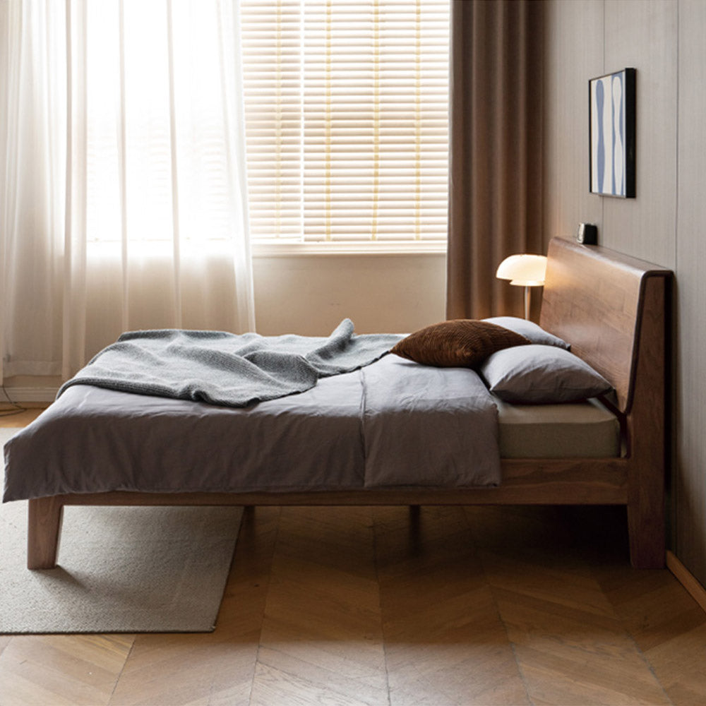 Bailey Natural Solid Walnut Bed Frame