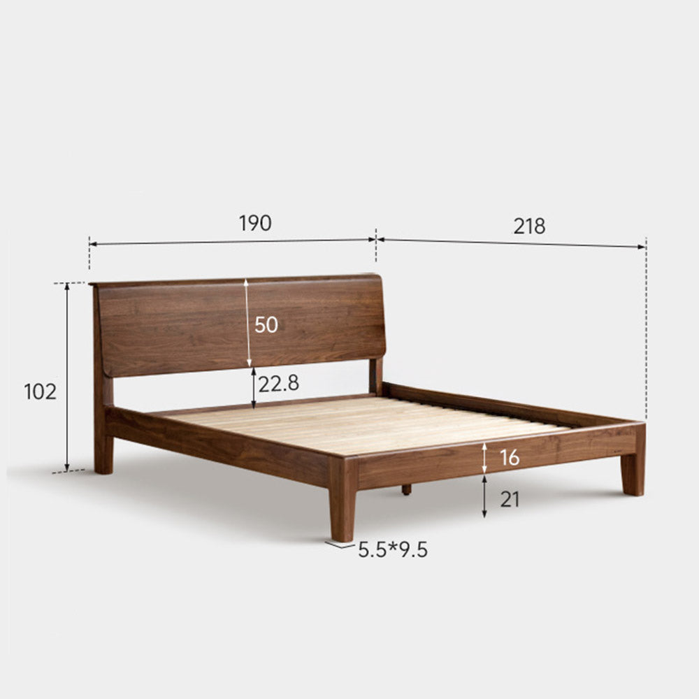 Bailey Natural Solid Walnut Bed Frame