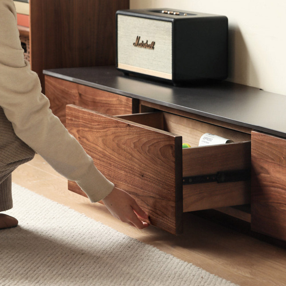 Bailey Natural Solid Walnut Floor Standing Entertainment Unit with Ceramic Top