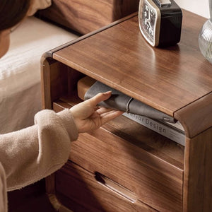 Baileys Solid Walnut Bedside Table - Oak Furniture Store