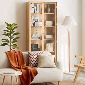 Berg Natural Solid Oak Glazed Display/Book Cabinet - Oak Furniture Store & Sofas