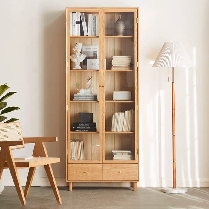 Berg Natural Solid Oak Glazed Display/Book Cabinet