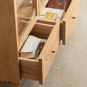 Berg Natural Solid Oak Glazed Display/Book Cabinet - Oak Furniture Store & Sofas