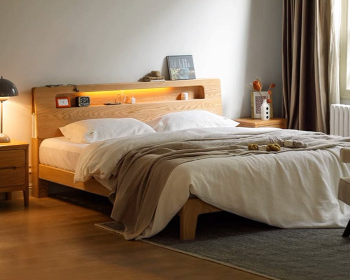 Bervas Natural Solid Oak Bed Frame
