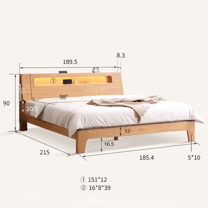Bervas Natural Solid Oak Bed Frame - Oak Furniture Store