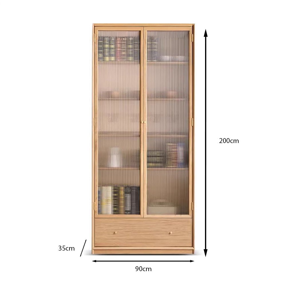 Beverley Natural Solid Ash Display Bookcase | Oak Furniture Store