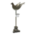 Rustic bird tea light candle holder with metal bird design and clear glass candle holder