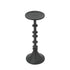 Black candle holder with round tray top and textured stem for modern home décor