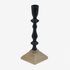 Black and gold candle holder with tall sculptural base for classic living room or dining table décor