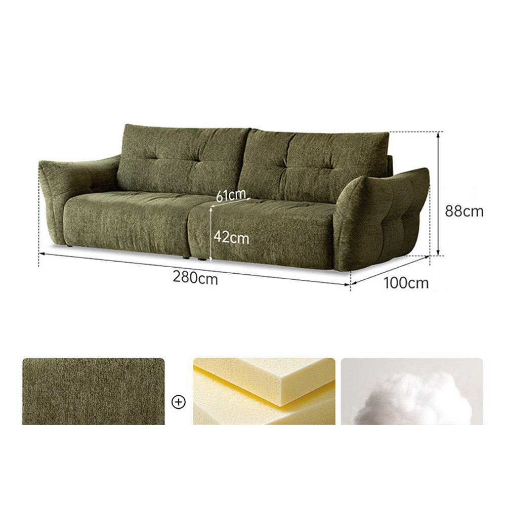 Blancas chenille sofa shown as a plush armchair-style sofa with removable fabric cover.