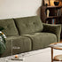 Blancas green chenille sofa with deep cushioned seating and vintage-inspired design in a modern living room.
