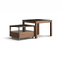 Boise solid walnut coffee table set with white ceramic top on white background