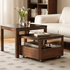 Boise walnut coffee table set with pull-out lower table and 14.3 cm open storage shelf