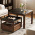 Boise coffee table set with black ceramic top, walnut frame and movable storage table
