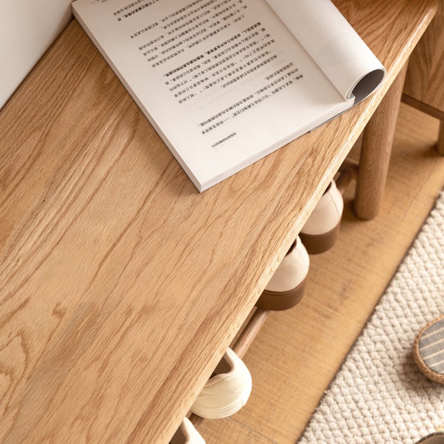 Bolle Natural Solid Oak Shoe Bench | Oak Furniture Store