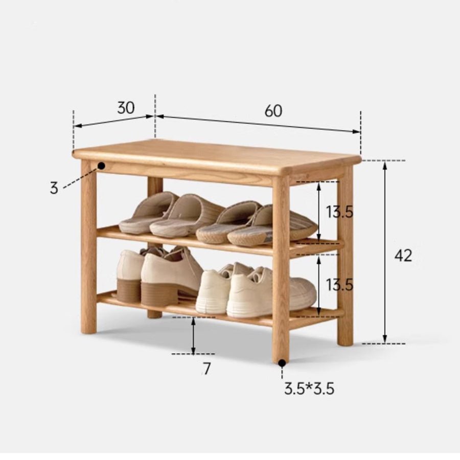 Bolle Natural Solid Oak Shoe Bench | Oak Furniture Store