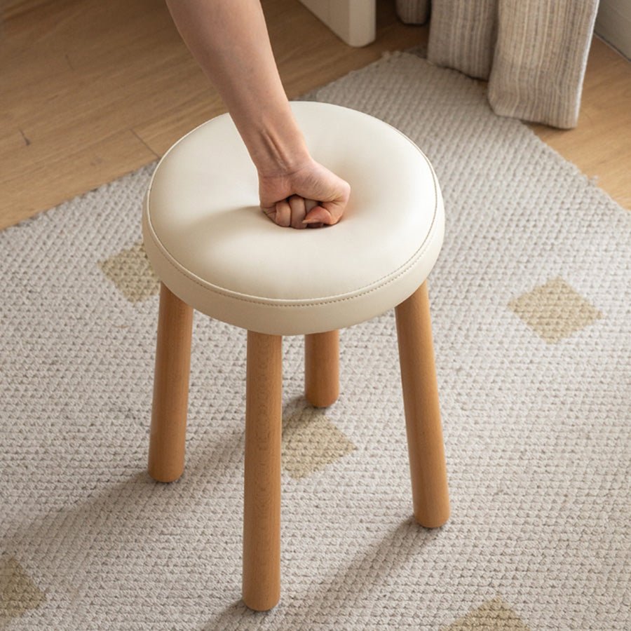 Borna Natural Solid Rubber Wood Dressing Stool | Oak Furniture Store