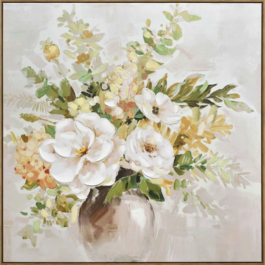 Bouquet Delight Canvas Brown Frame 100X100CM KCM21925