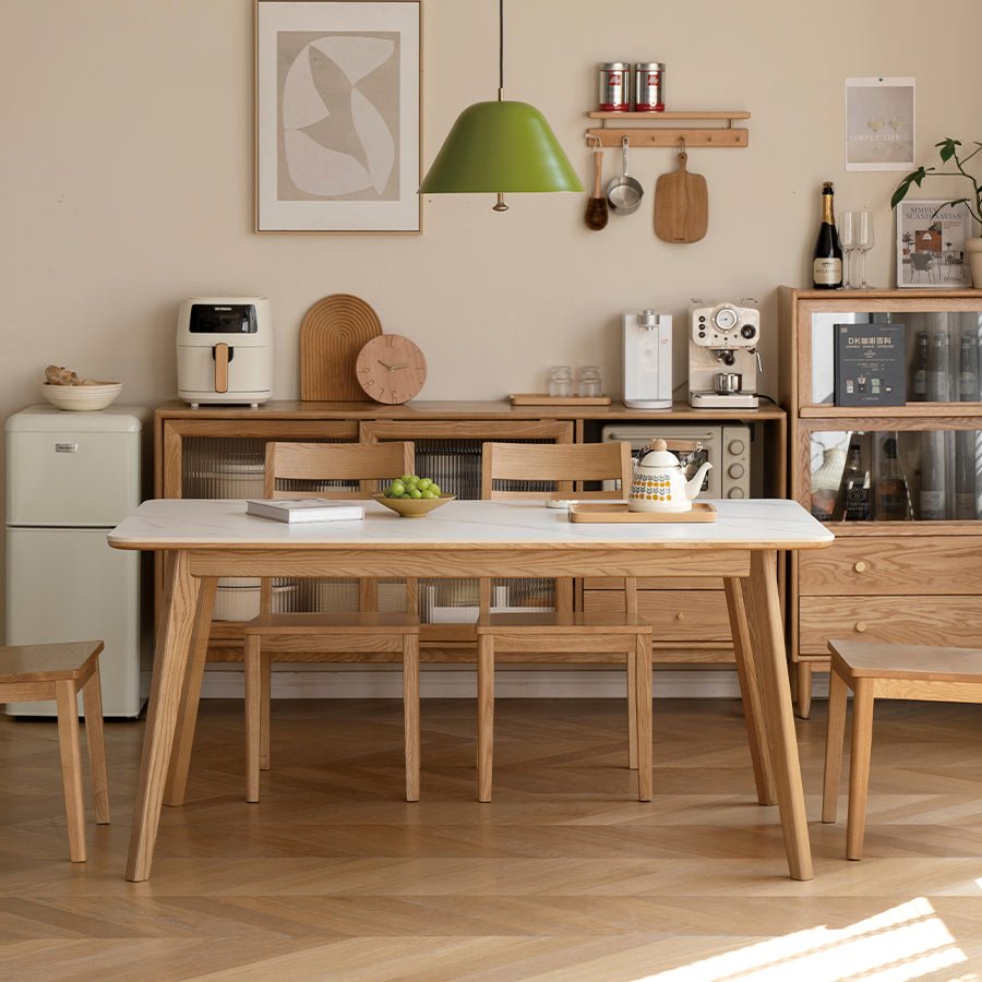 Bremen Natural Solid Ash Dining Table with Ceramic Top | Oak Furniture Store