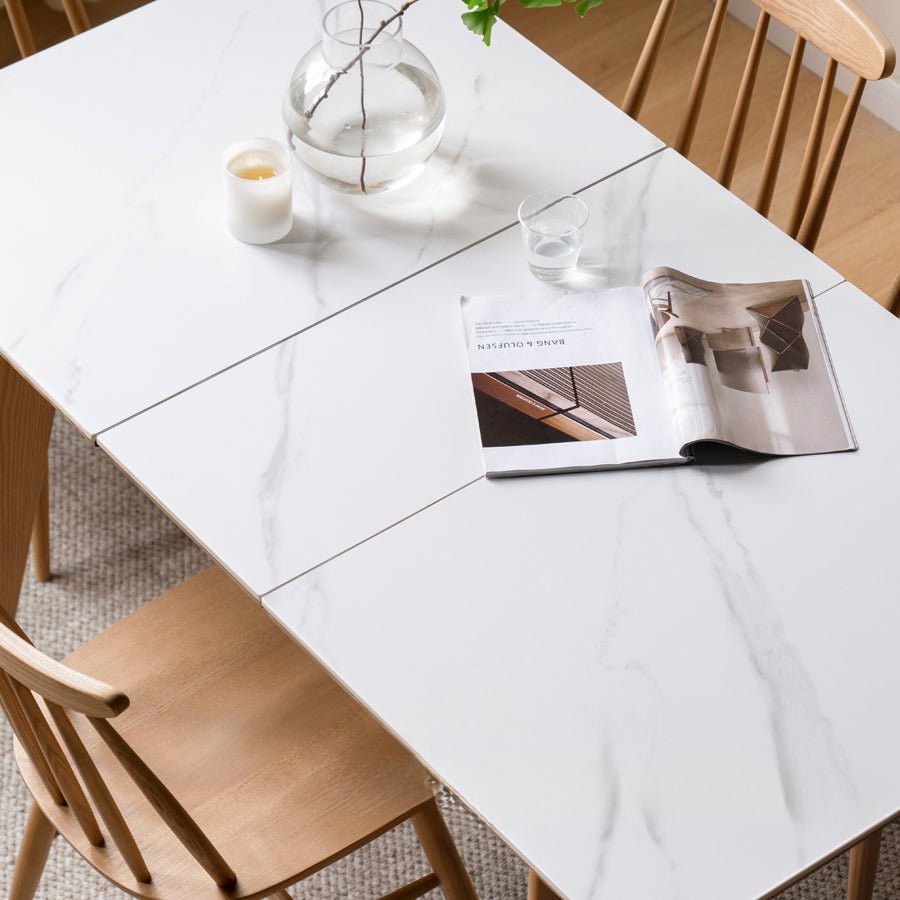 Bremen Natural Solid Oak Extending Dining Table with Ceramic Top | Oak Furniture Store