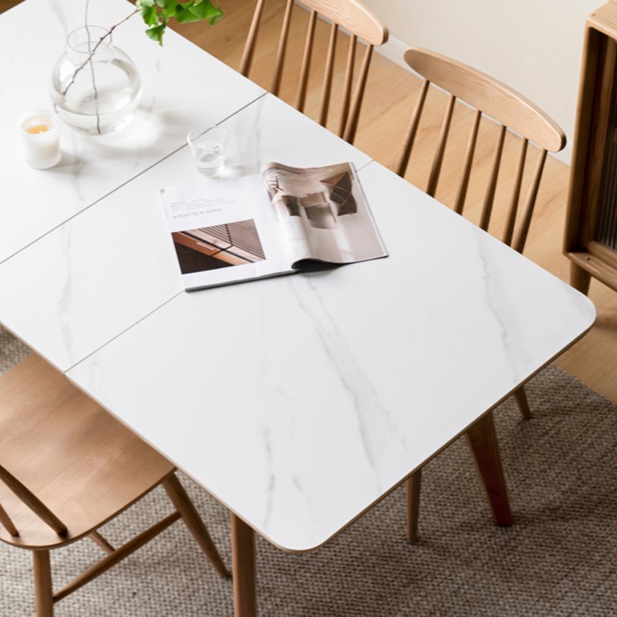 Bremen Natural Solid Oak Extending Dining Table with Ceramic Top | Oak Furniture Store